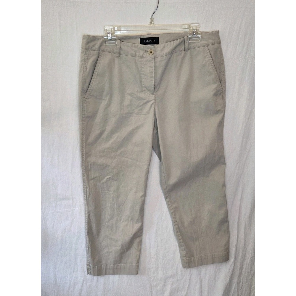 Talbots Signature Tan Khaki Cropped Chino Pants Womens Size 10 Straight Capris